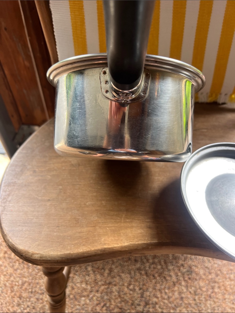 Vintage Stainless Steel Flint Saucepan with Black Handle and Yellow Accent - Picture 8 of 8